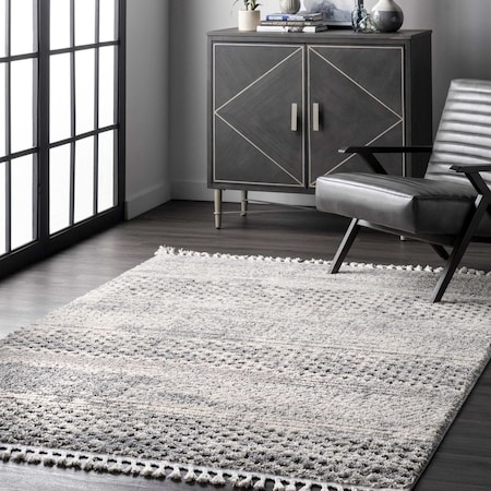 Nuloom Lira Textured Geometric Tassel Area Rug 4ft x 6ft KKLR11A-406